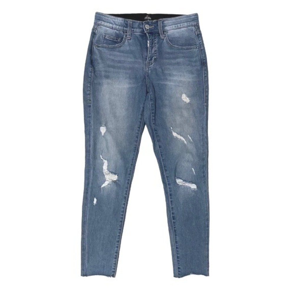 Lularoe Blue Distressed Magic Waist High Rise Skinny Ankle Jeans Stretch Sz 26